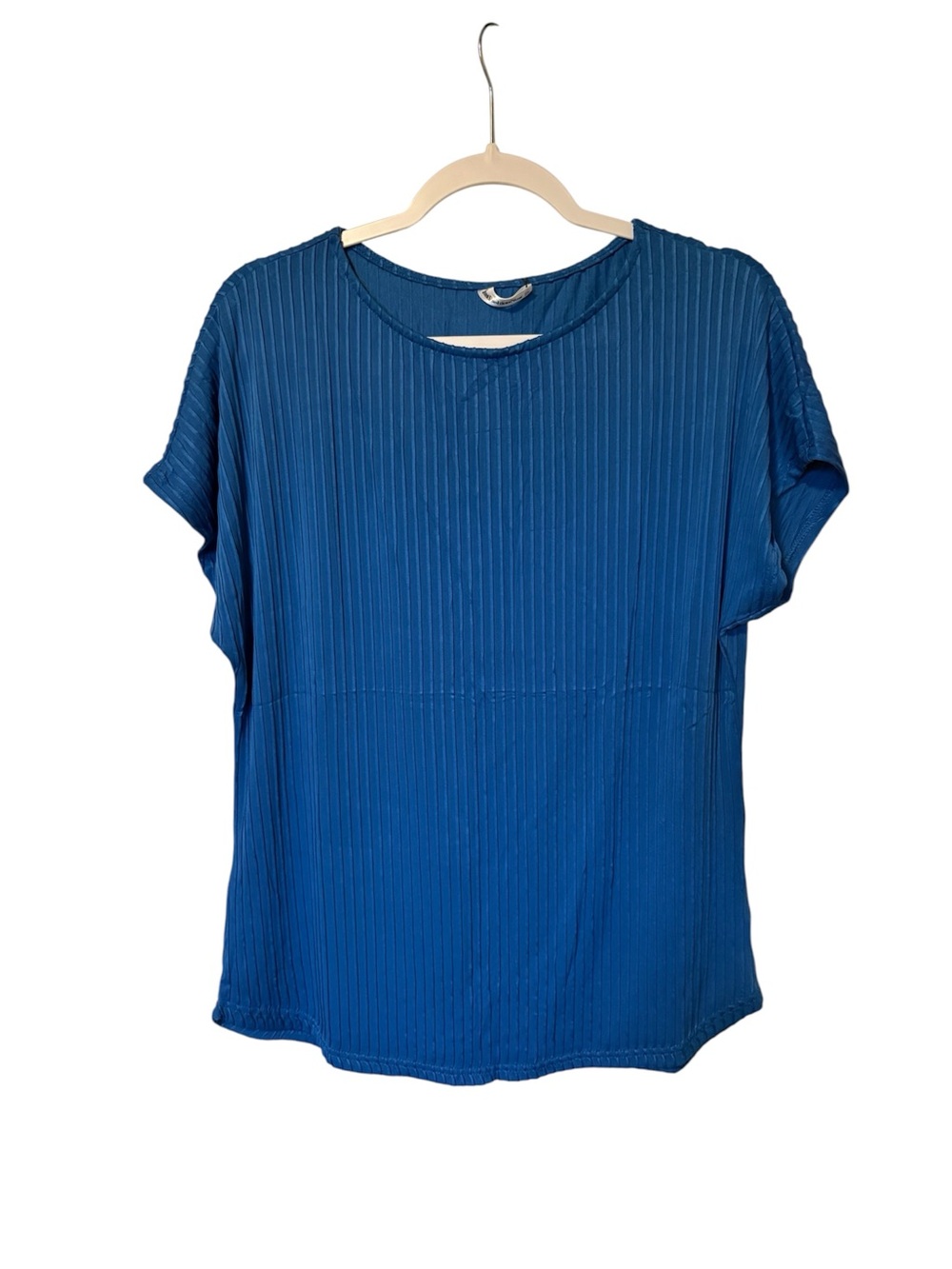 Blue Ribbed Short-Sleeve Women's Top NWT